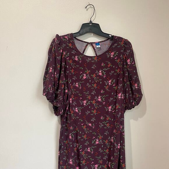 Old Navy Purple Floral Puff Sleeve Floral Maxi Shift Dress Plus Size 3X - Picture 3 of 9